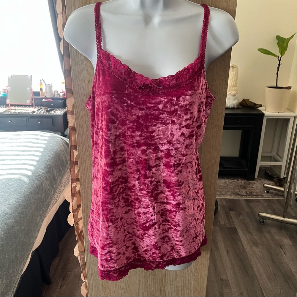Y2K Faded Glory‎ Pink Velvet Camisole Fitted Top